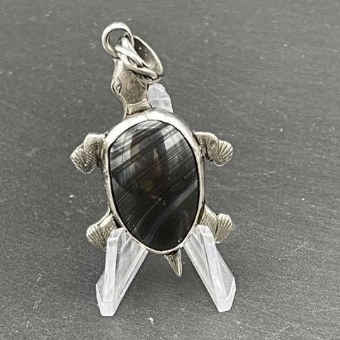 Sterling Silver Obsidian Turtle PENDANT