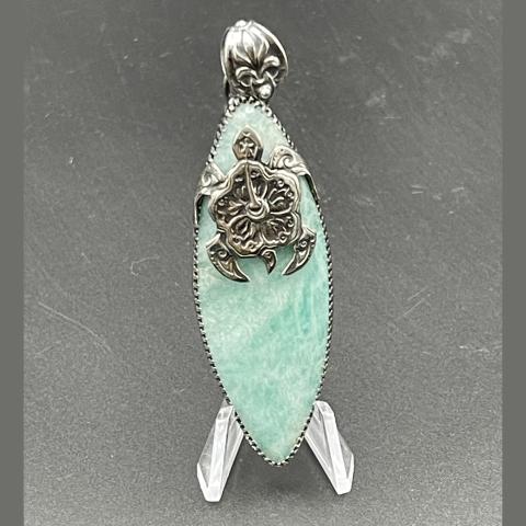 Sterling Silver Surfing Turtle Amazonite PENDANT