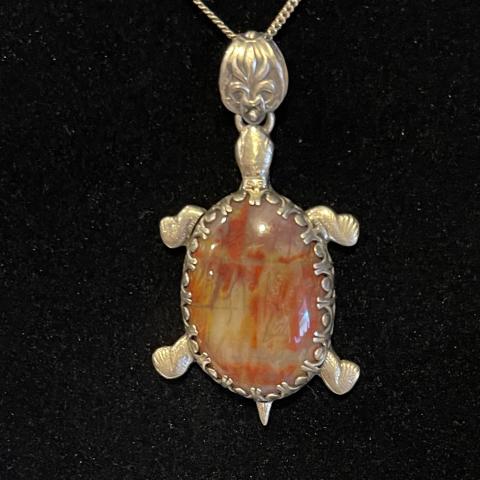 Sterling Silver Petwood Turtle PENDANT